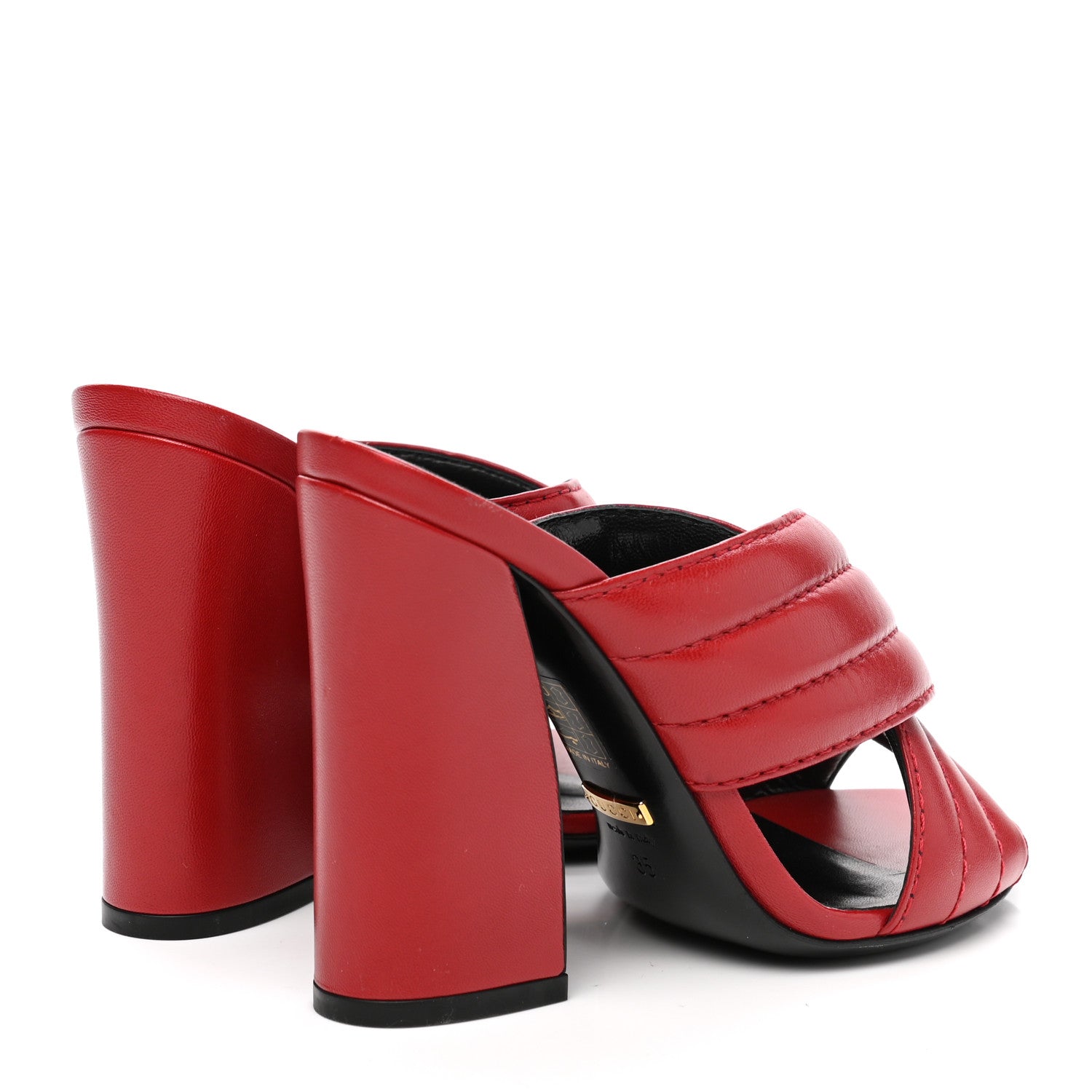 Gucci Malaga Kid Webby Crossover High Heel Slide Sandals 35 Hibiscus Red 4 of 8