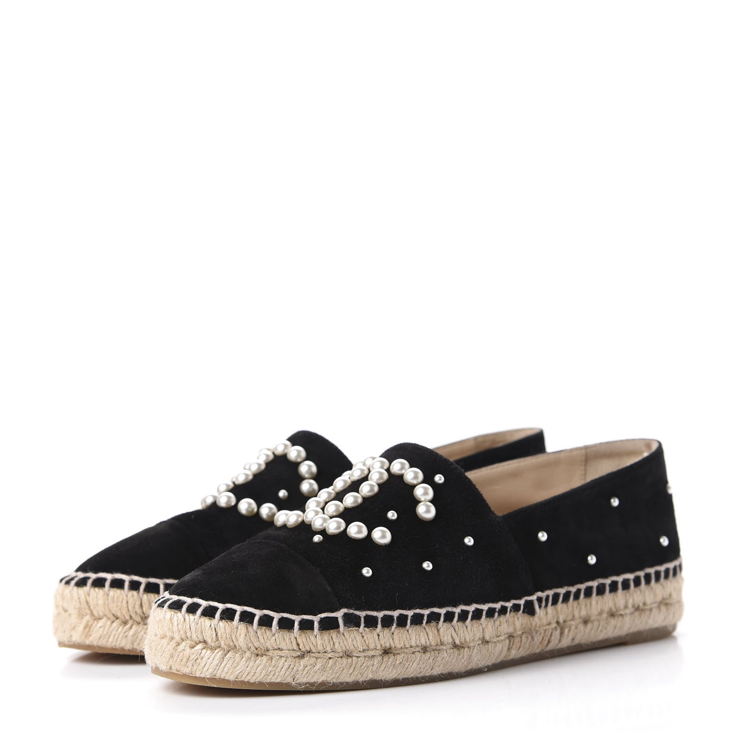 Chanel Suede Pearl CC Espadrilles 38 Black 3 of 12
