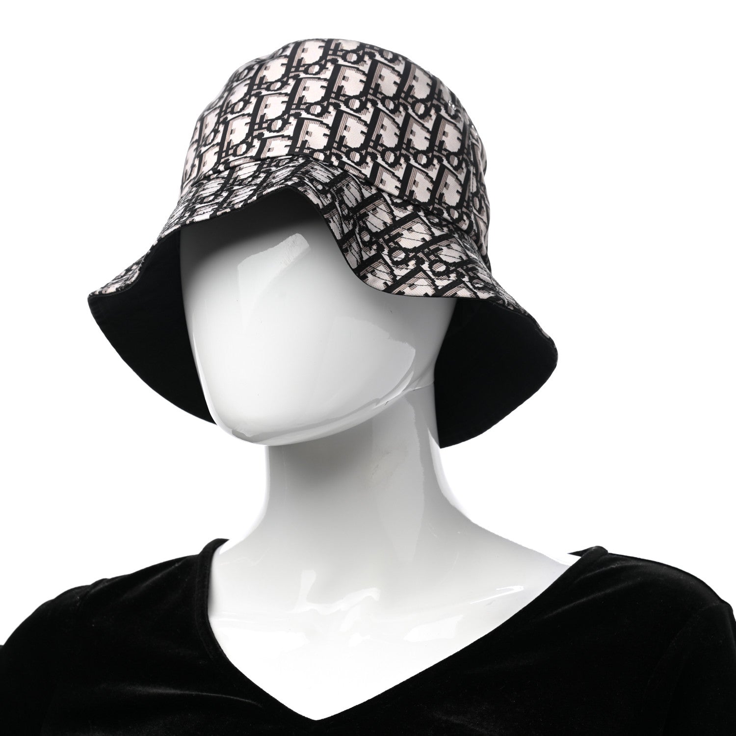 Christian Dior Oblique Reversible Teddy-D Brim Bucket Hat 58 Black 2 of 7