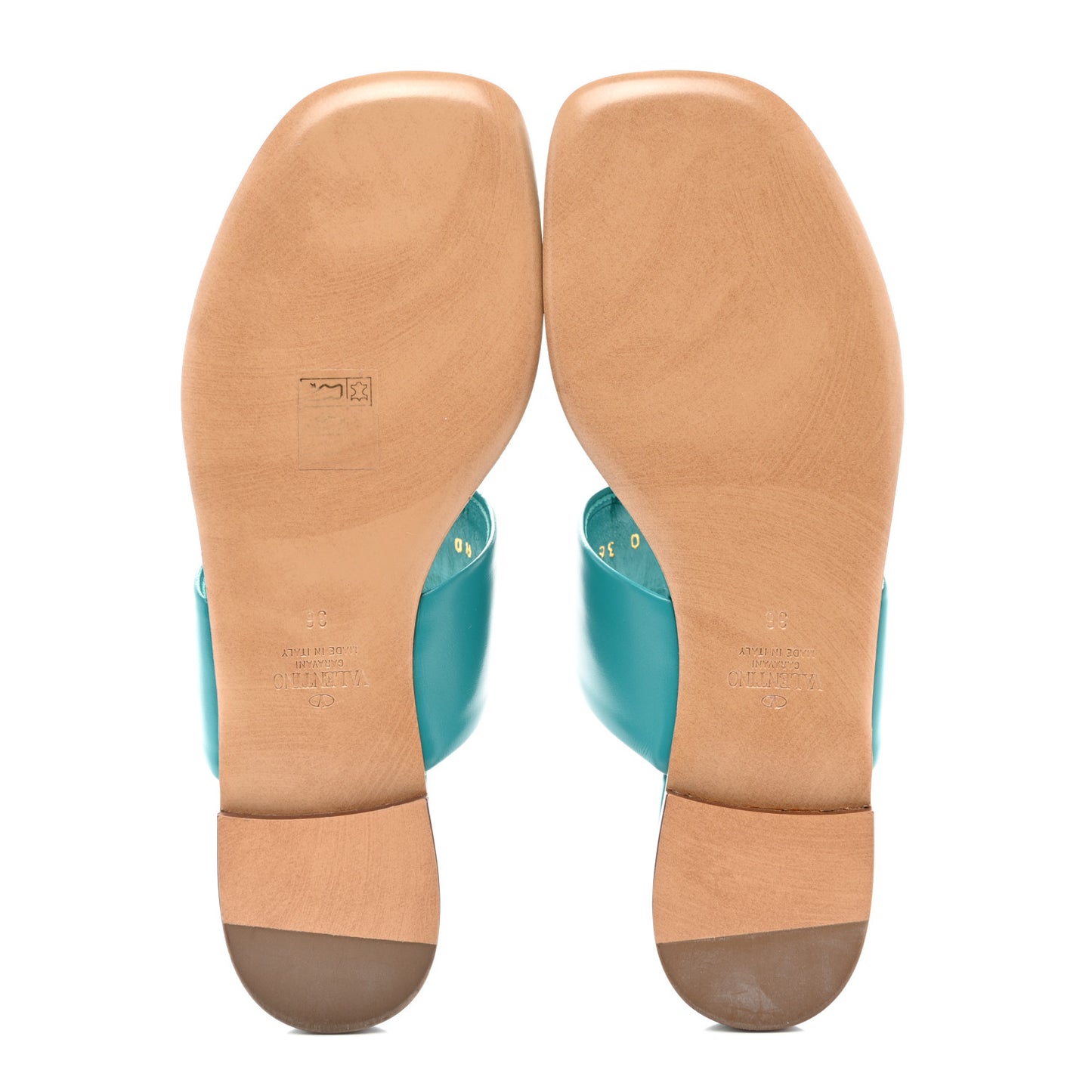 Calfskin One Stud Flat Thong Sandals 36 Ultramar