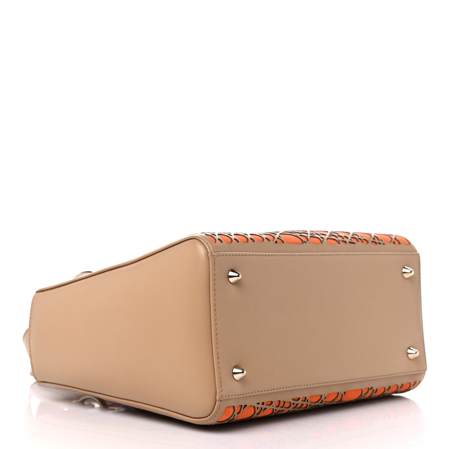 Calfskin Suede Cutout Stars Medium Lady Dior Beige Orange