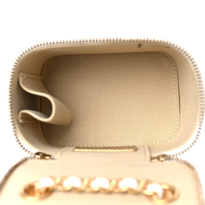 Chanel Lambskin Quilted Pearl Crush Mini Vanity Case With Chain White 5 of 11