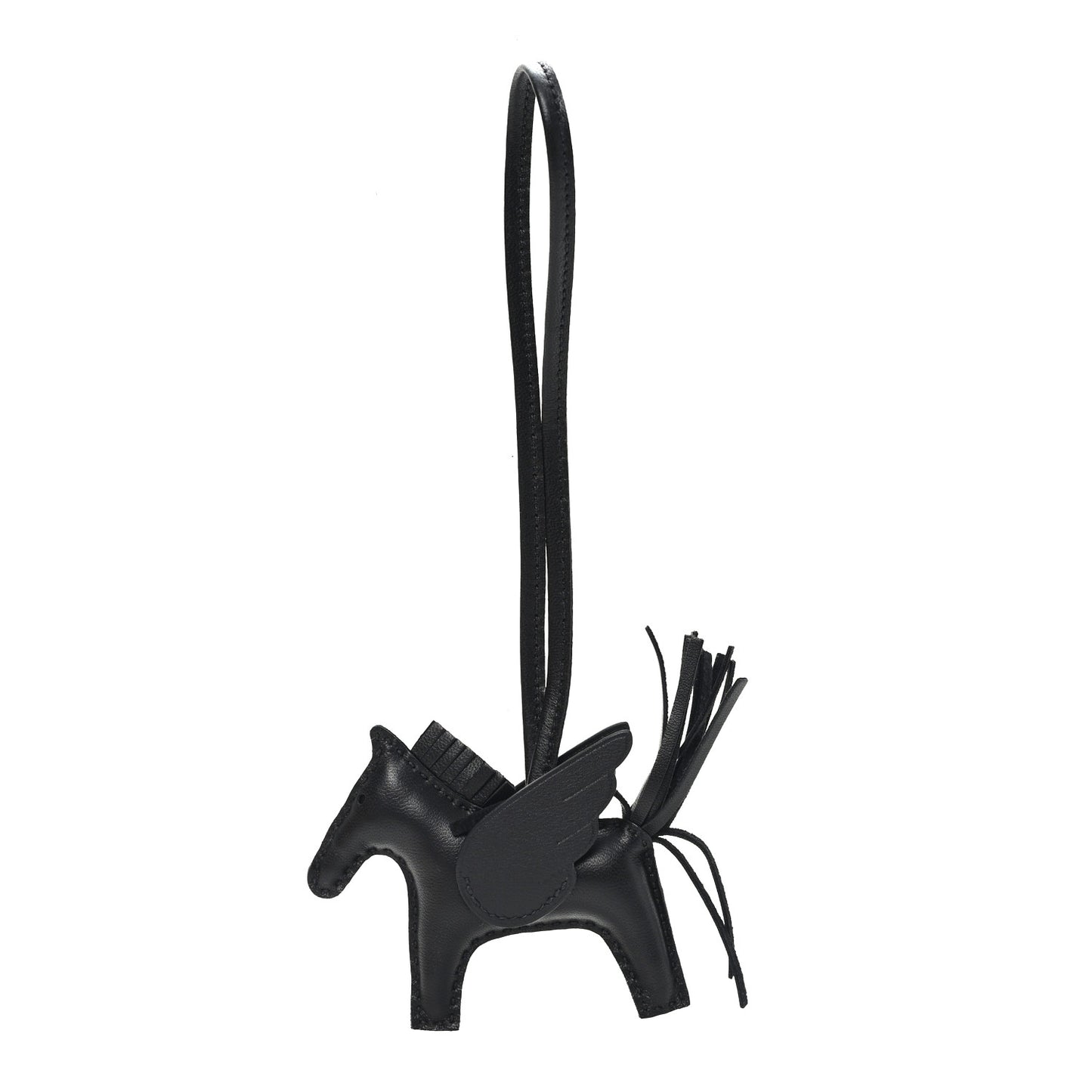 Milo Lambskin Grigri Rodeo Pegase Horse Bag Charm PM So Black