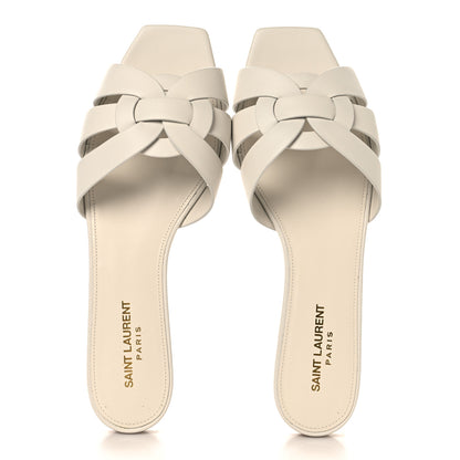 Saint Laurent Calfskin Tribute 05 Slide Sandals 40.5 Porcellana 2 of 10