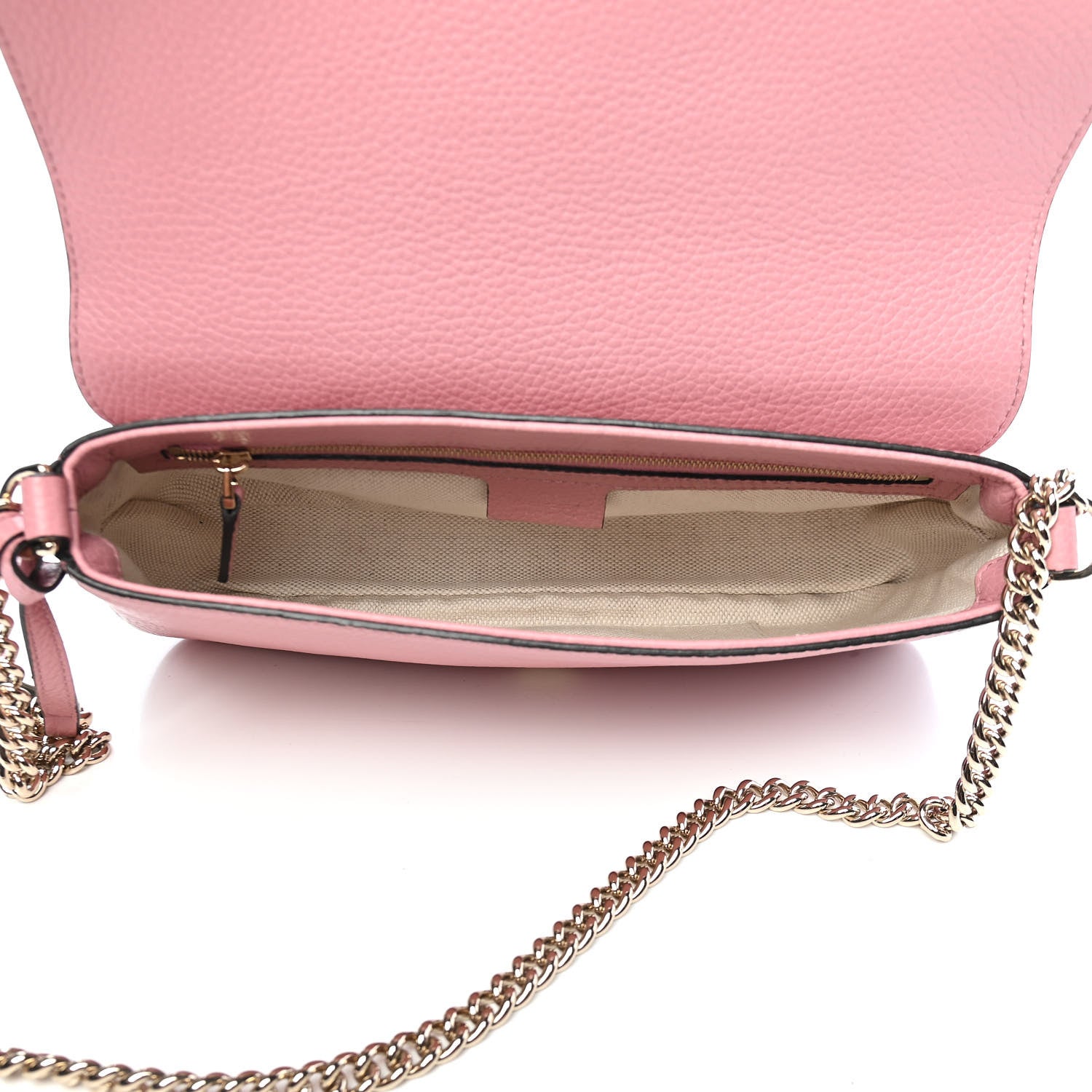 Gucci Pebbled Calfskin Medium Soho Flap Crossbody Pink 5 of 9