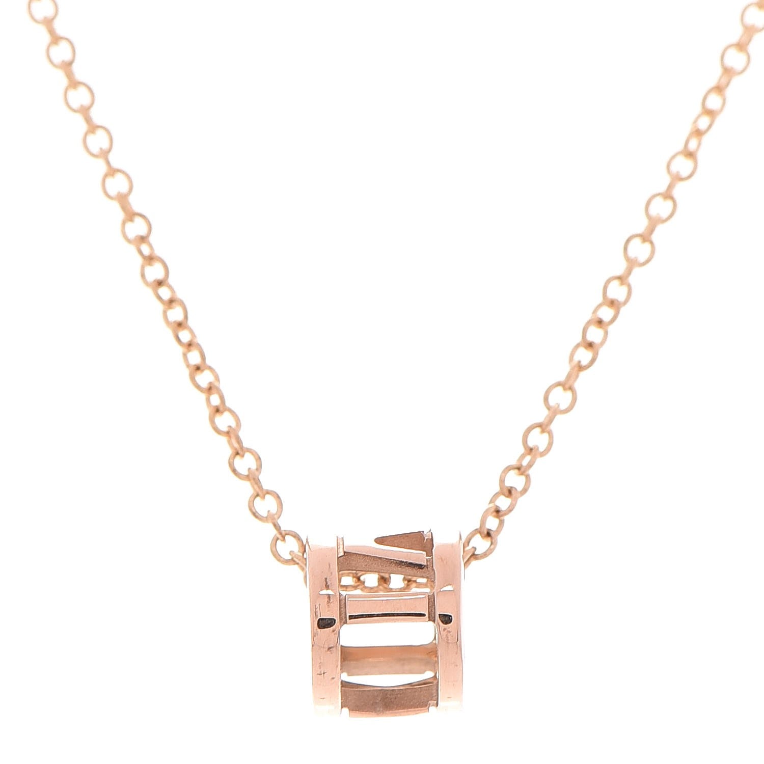 Tiffany 18K Rose Gold Atlas Open Pendant Necklace 3 of 6