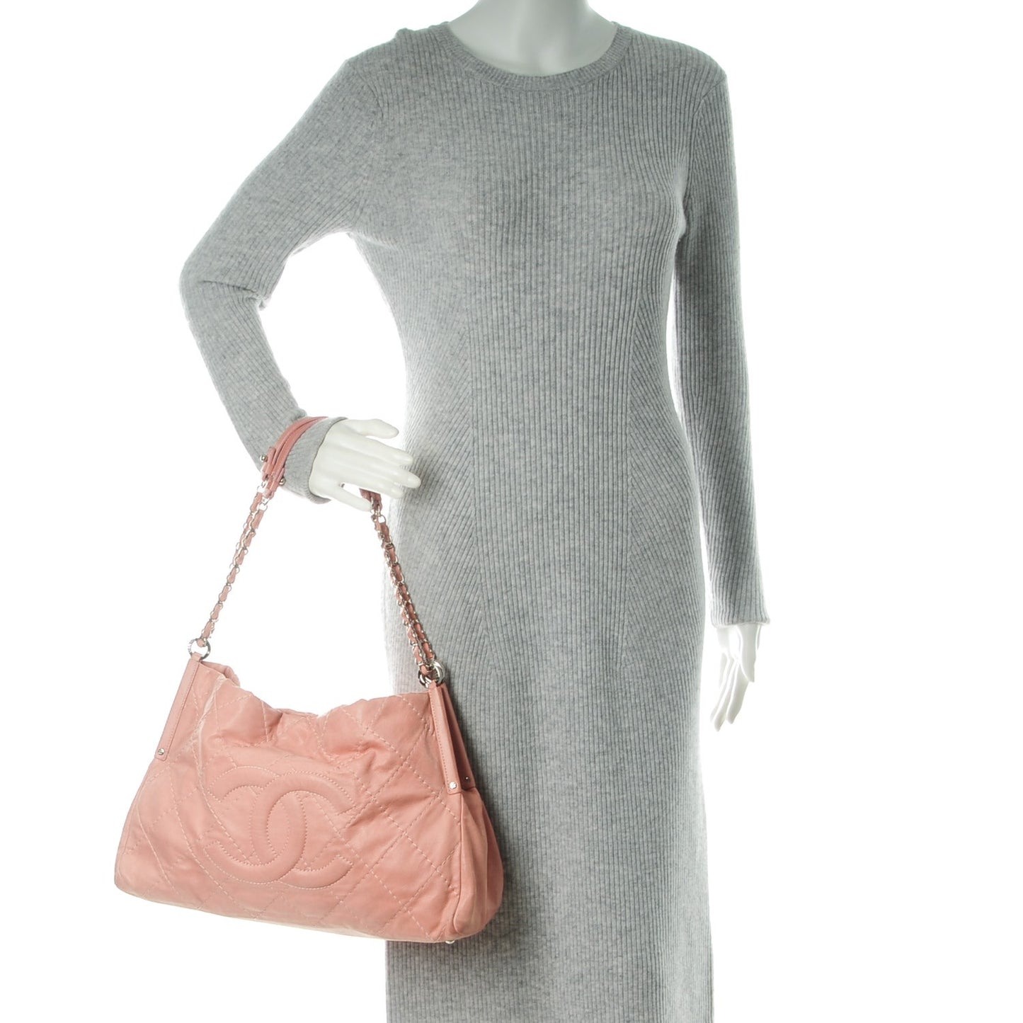 Iridescent Calfskin Small Sea Hit Tote Pink