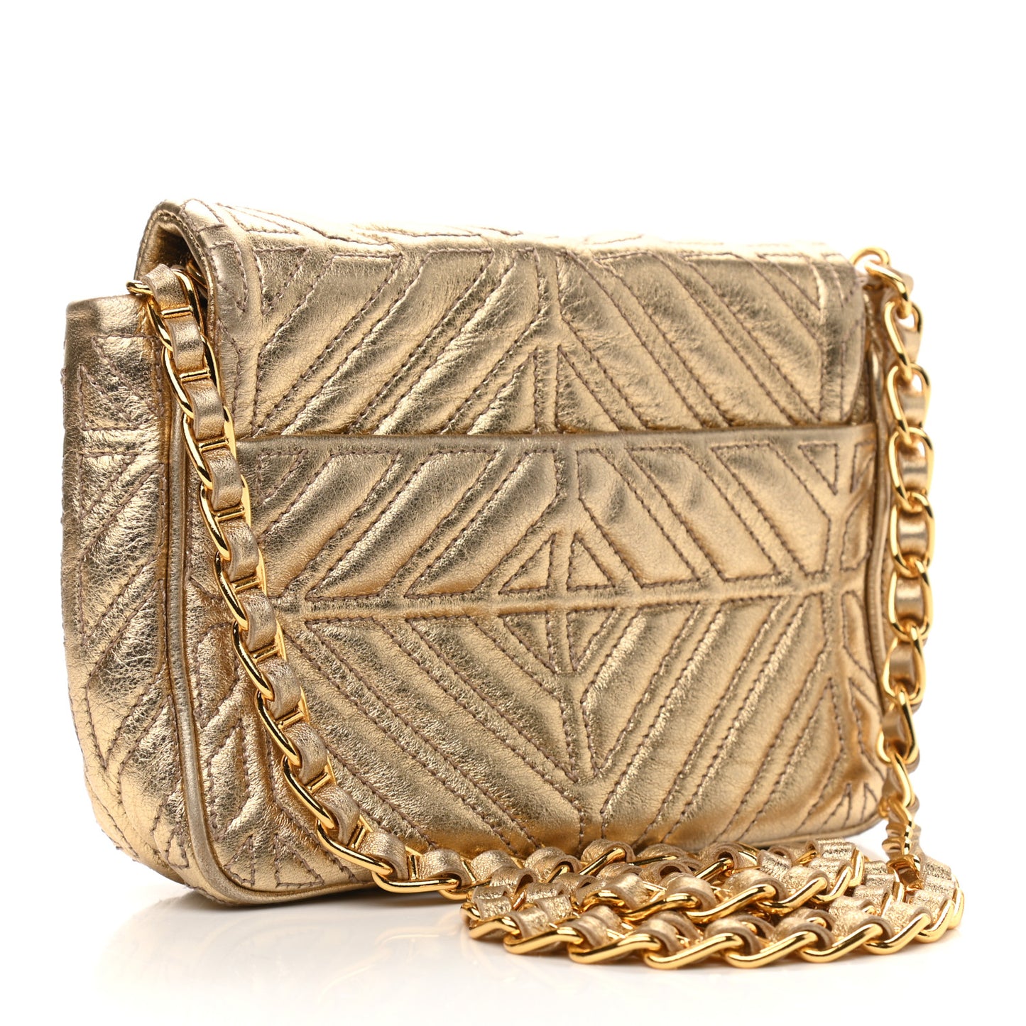 Metallic Nappa Quilted Crossbody Bag Gold