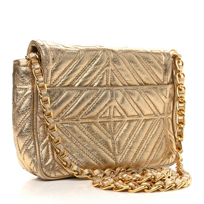 Prada Metallic Nappa Quilted Crossbody Bag Gold 3 of 11