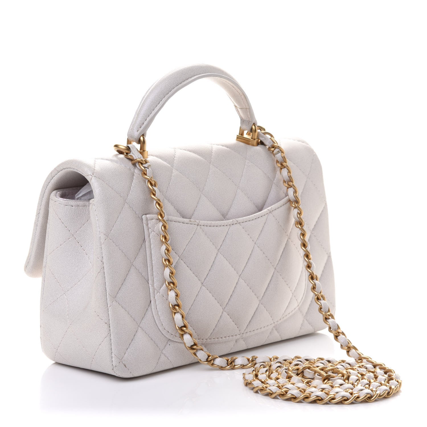 Chanel Iridescent Lambskin Quilted Mini Top Handle Rectangular Flap White 2 of 11