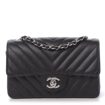 Chanel Caviar Chevron Quilted Mini Rectangular Flap Black 1 of 10