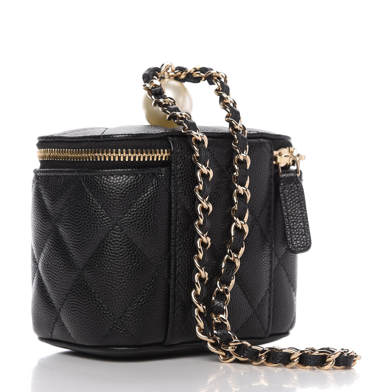 Chanel Caviar Quilted Mini Pearl On Top Vanity Case With Chain Black 3 of 10