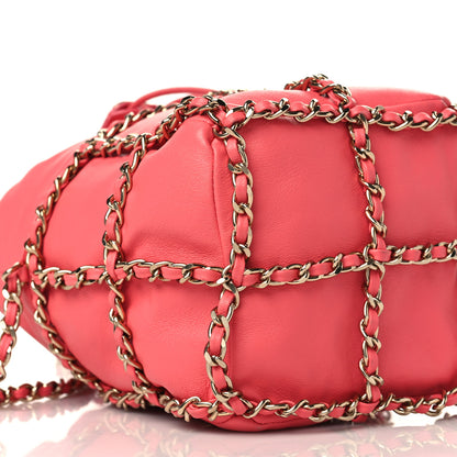 Chanel Lambskin Bucket Chain Drawstring Bag Pink 7 of 8