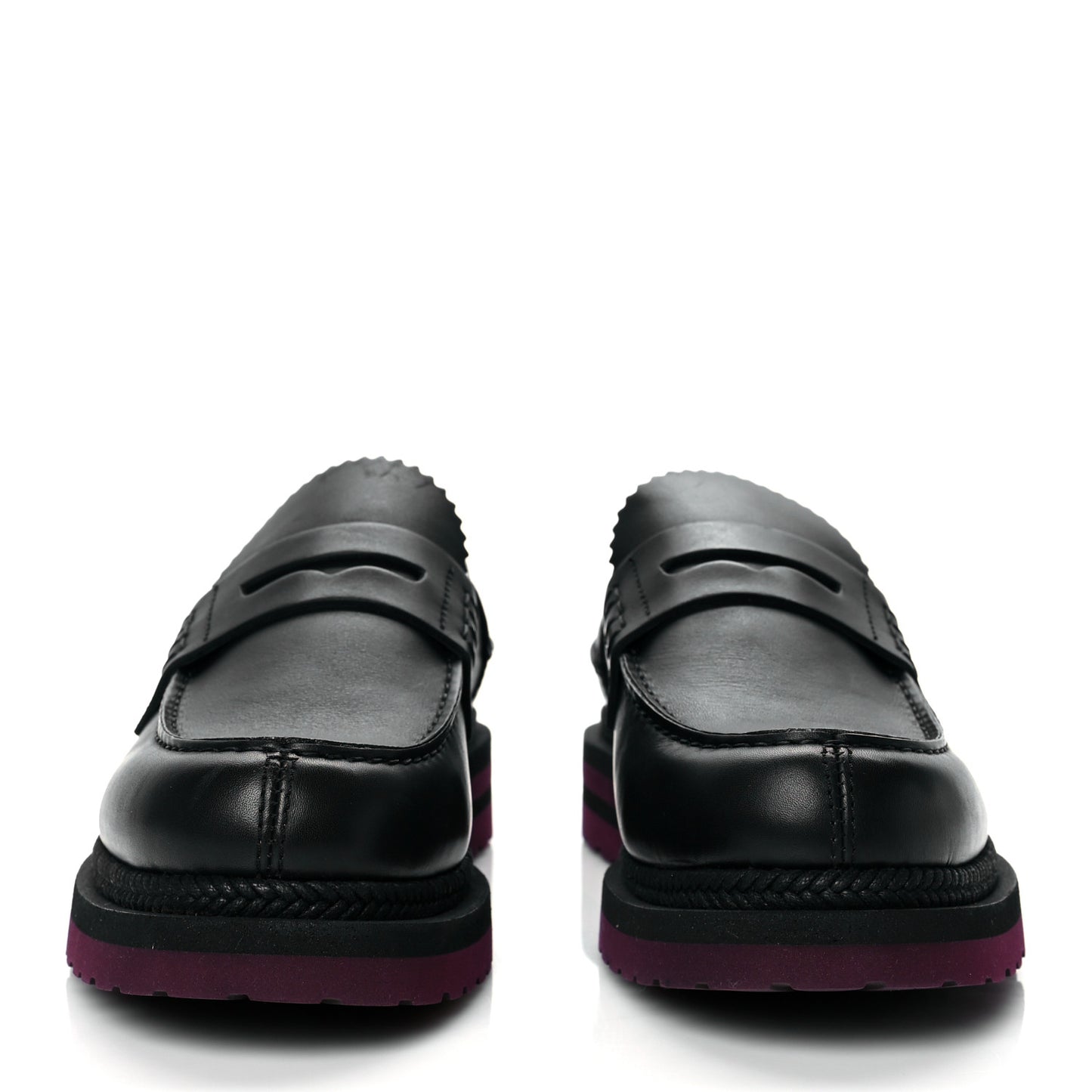 Nappa Mens Red Lug Sole Loafers 40.5 Black