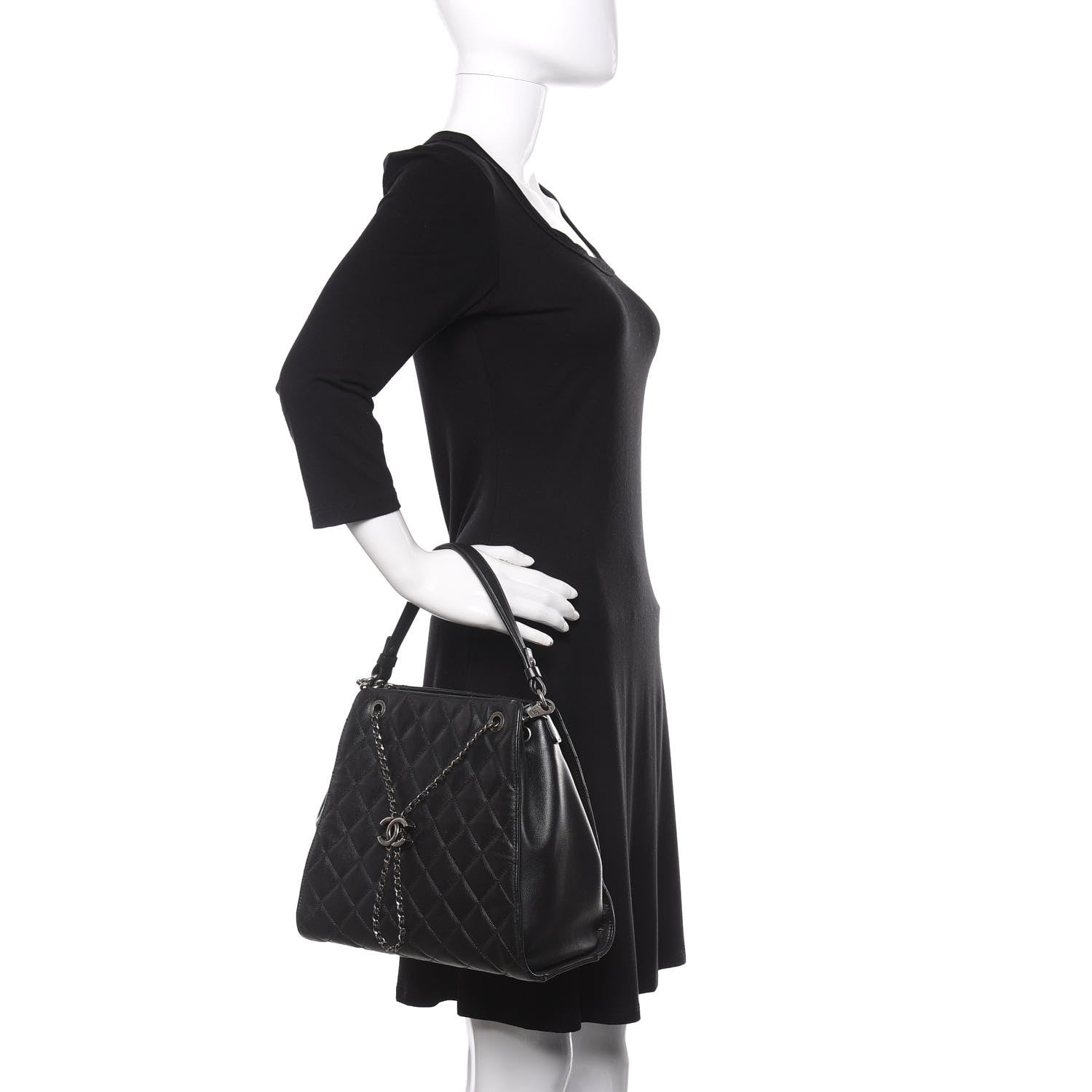 Chanel Caviar Quilted Medium CC Bucket Bag Black 3 of 13