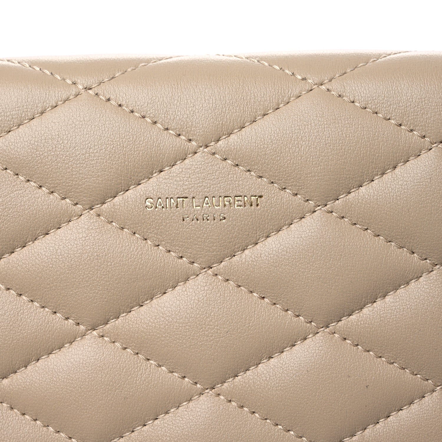 Saint Laurent Lambskin Quilted Envelope Clutch Beige 11 of 11
