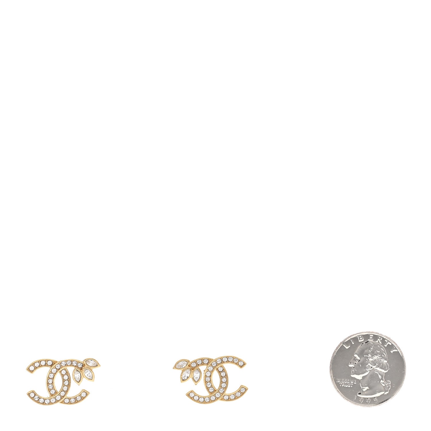Chanel Crystal Wheat CC Earrings Gold 2 of 4
