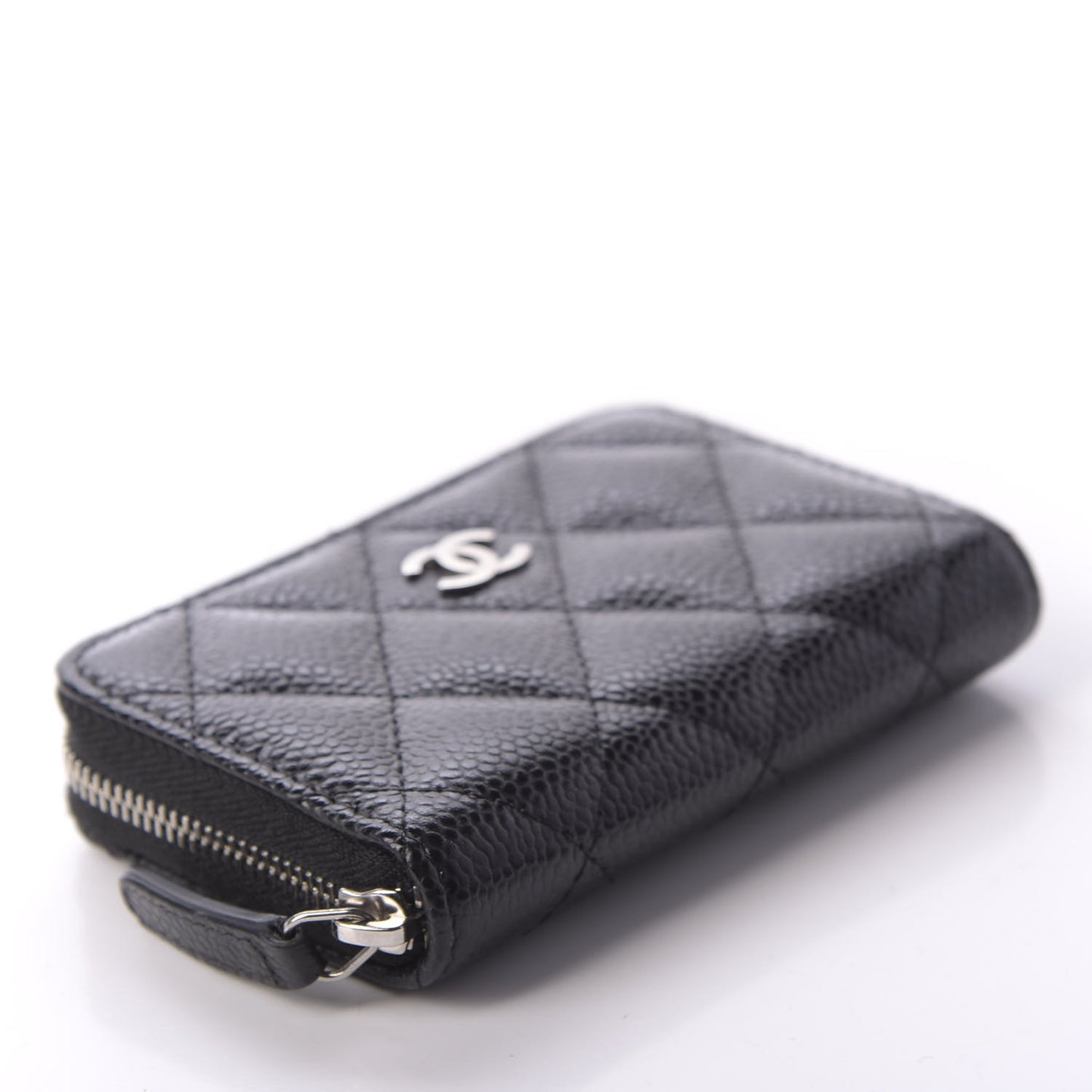 Caviar Quilted Zip Coin Purse Black
