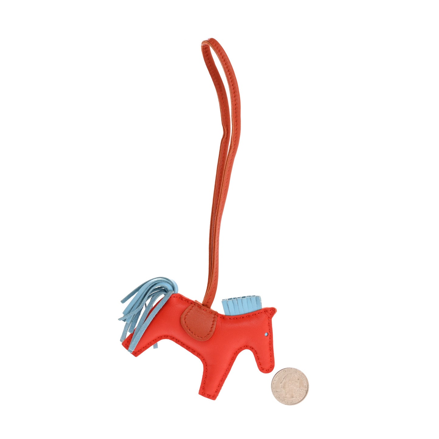Milo Lambskin Grigri Rodeo Horse Bag Charm PM Capucine Celeste Cornaline