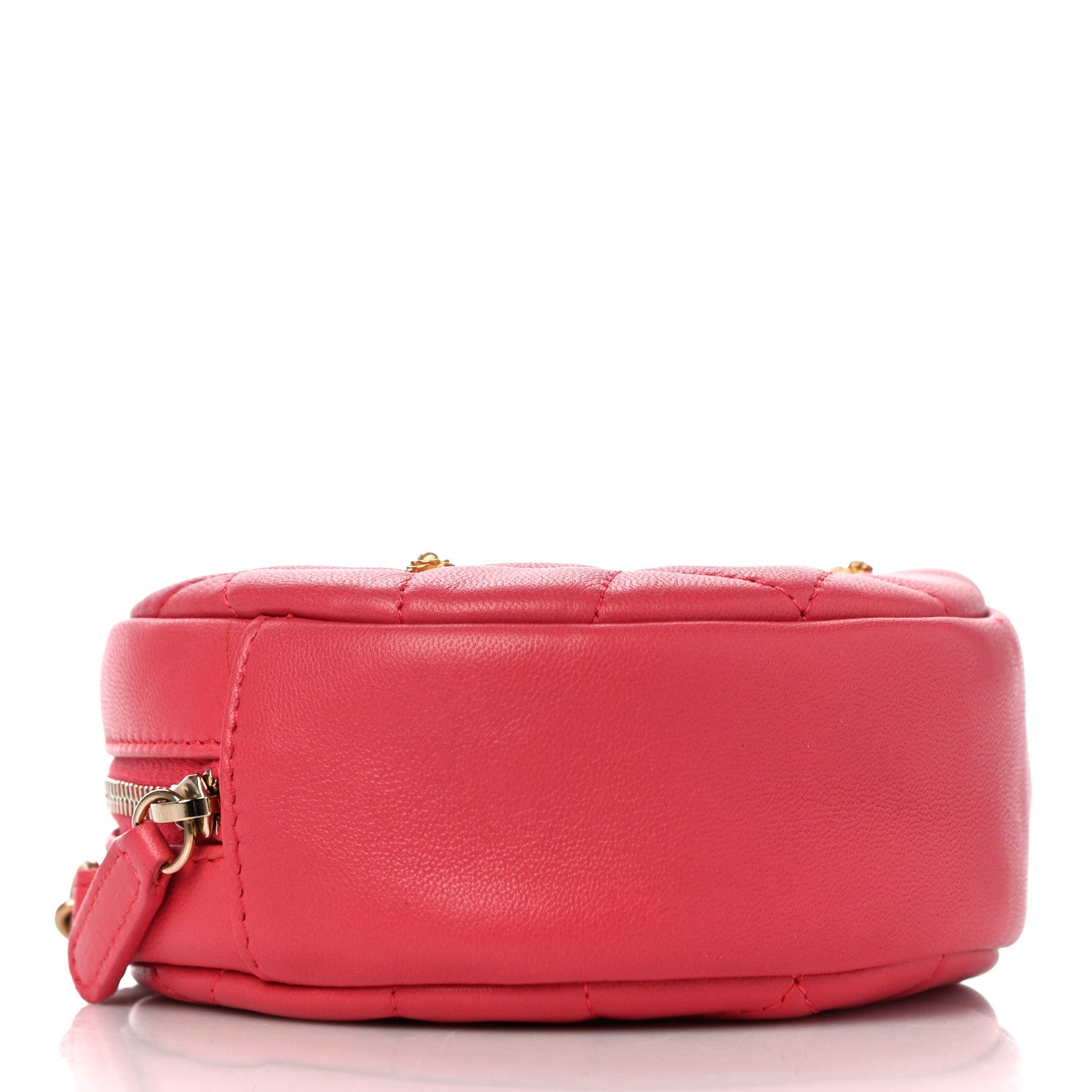 Chanel Lambskin Quilted Studded Round Clutch With Chain Dark Pink 4 of 10
