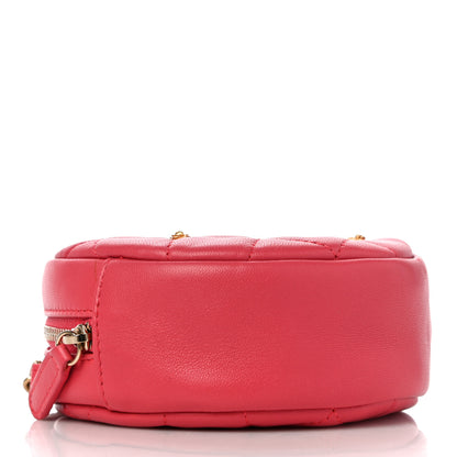 Chanel Lambskin Quilted Studded Round Clutch With Chain Dark Pink 4 of 10