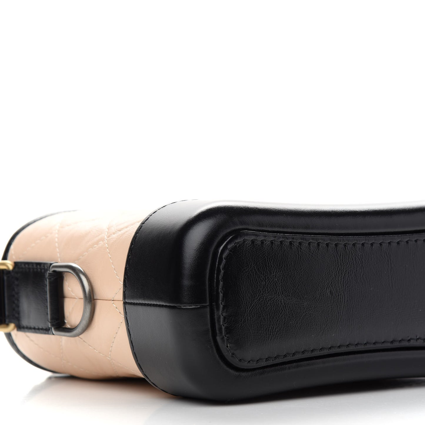 Aged Calfskin Quilted Small Gabrielle Hobo Beige Black