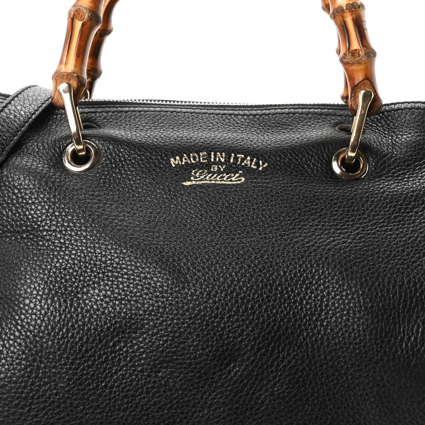 Pebbled Calfskin Medium Bamboo Shopper Tote Black
