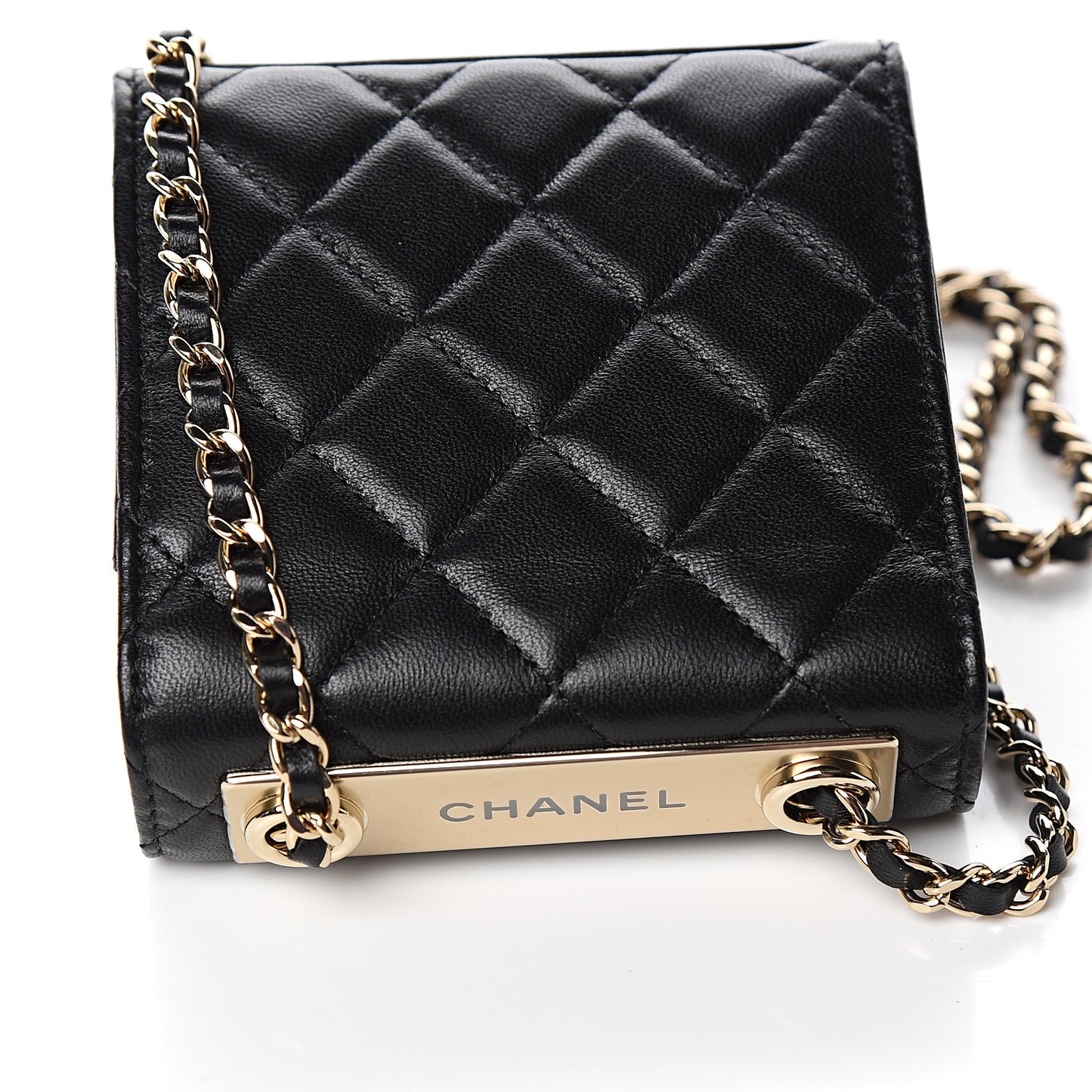 Lambskin Quilted Mini Trendy CC Chain Wallet Black