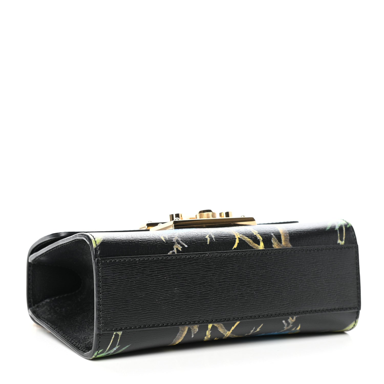 Gucci Calfskin Tropical Print Small Padlock Shoulder Bag Black Multi 4 of 10