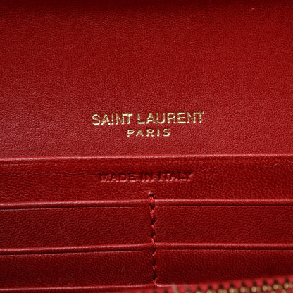 Saint Laurent Patent Calfskin Matelasse Monogram Large Vicky Continental Wallet Rouge Eros 6 of 7