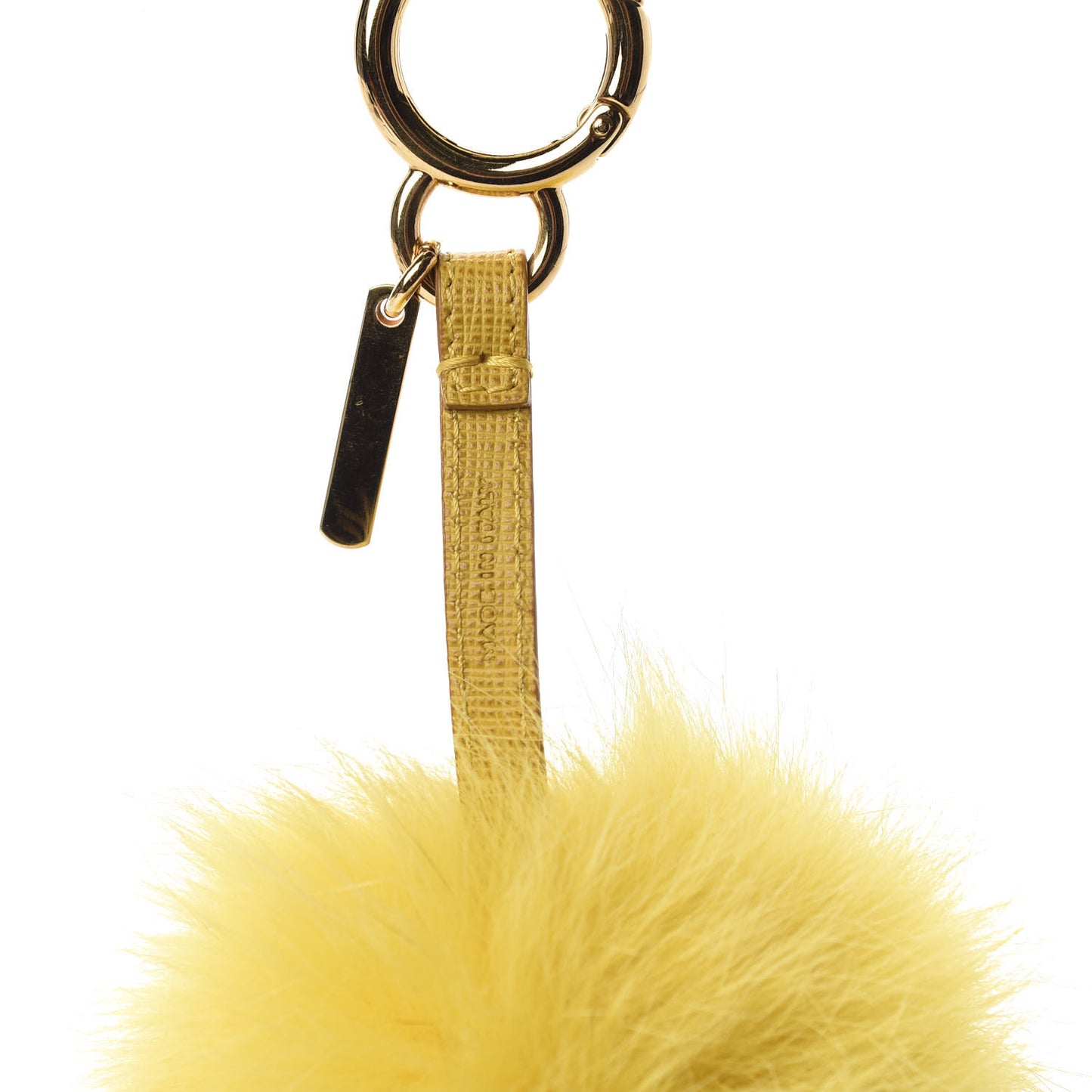 Fox Fur Pom Pom Bag Charm Yellow