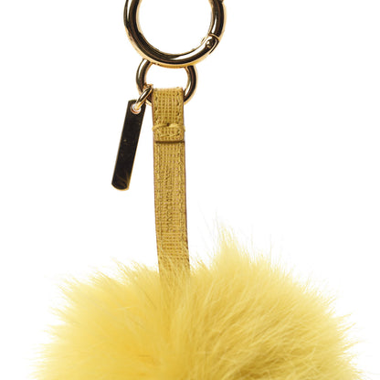 Fendi Fox Fur Pom Pom Bag Charm Yellow 4 of 5