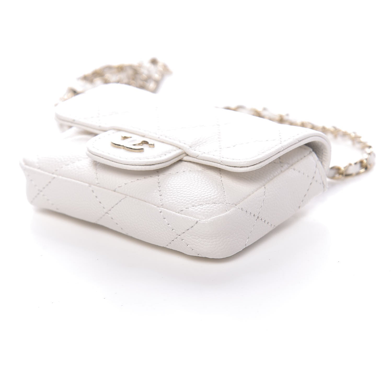 Chanel Caviar Quilted Flap Chain Waist Bag White 10 of 12