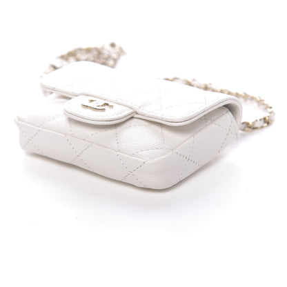 Chanel Caviar Quilted Flap Chain Waist Bag White 10 of 12
