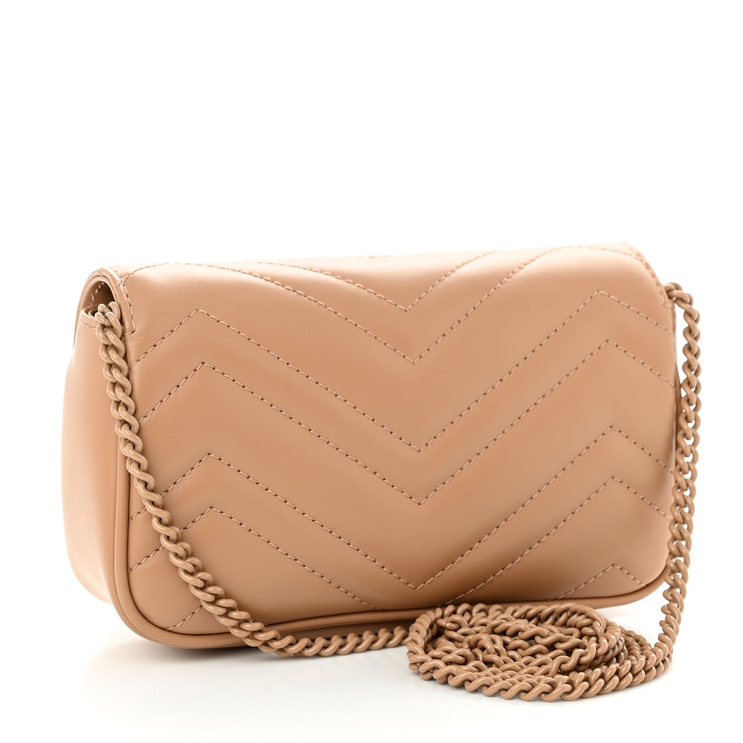 Gucci Calfskin Matelasse Monochrome Super Mini GG Marmont Shoulder Bag Camelia 2 of 10