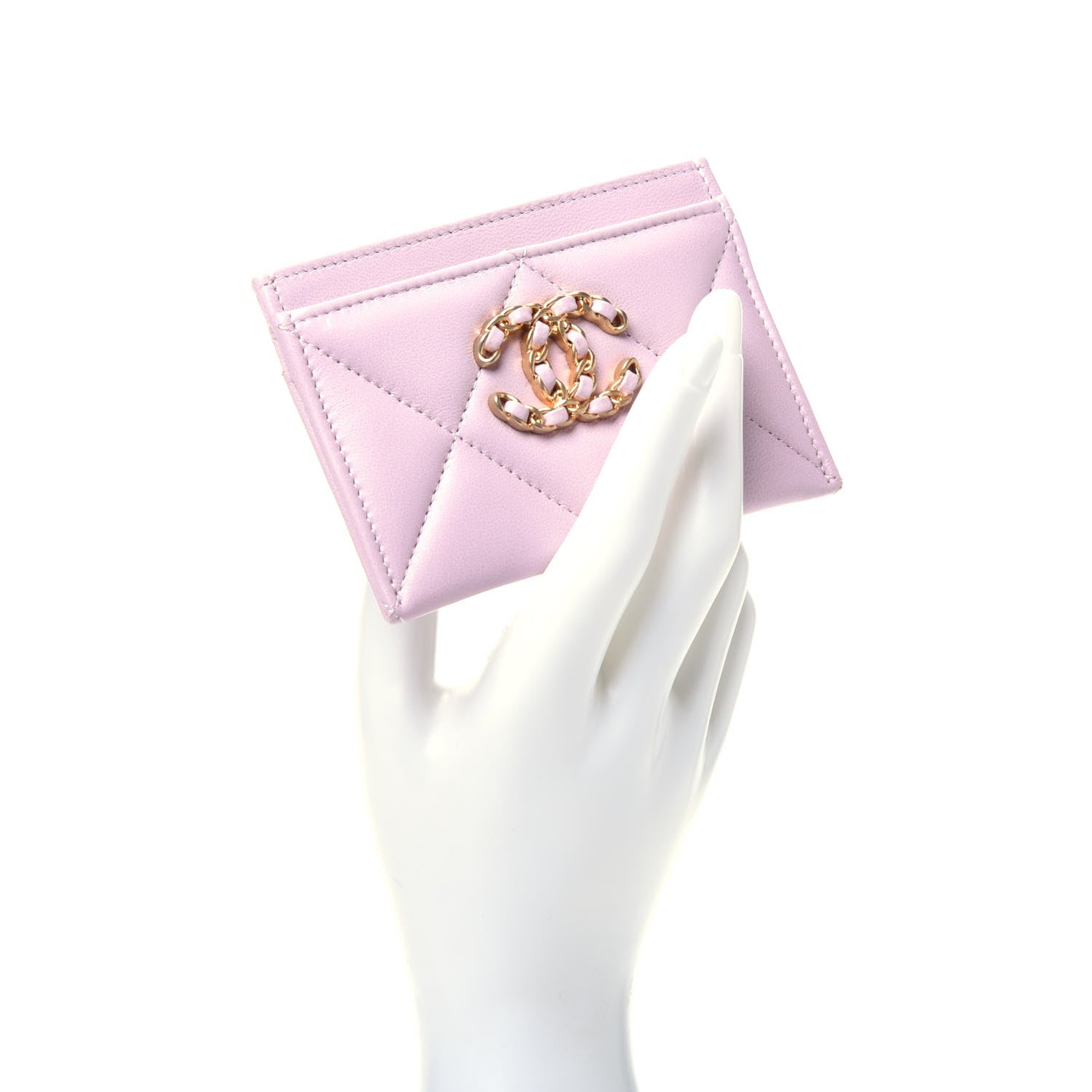 Chanel Lambskin Quilted Chanel 19 Card Holder Light Pink 2 of 9