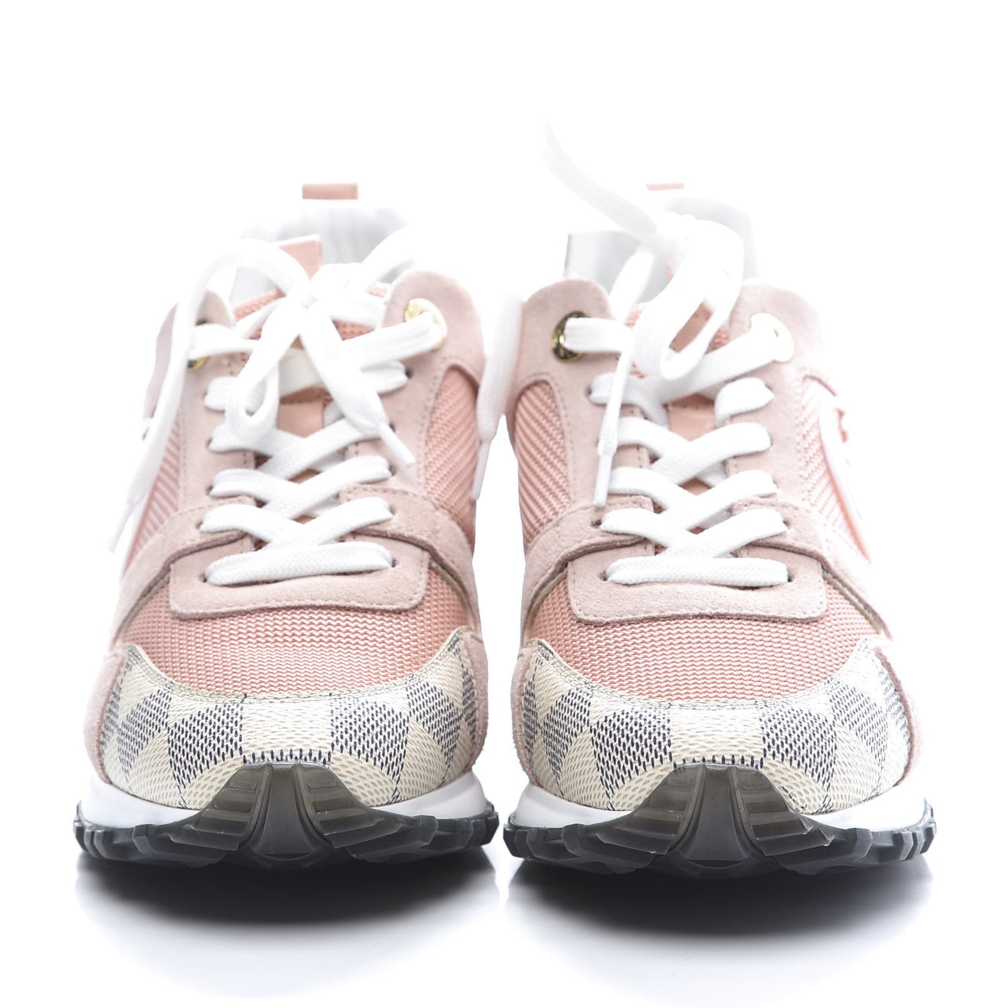Suede Damier Azur Run Away Sneakers 35 Pink