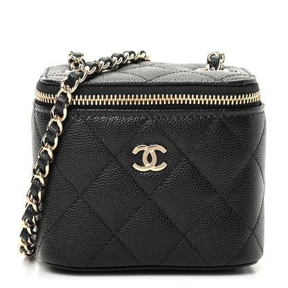Chanel Caviar Quilted Mini Vanity Case With Chain Black 1 of 10