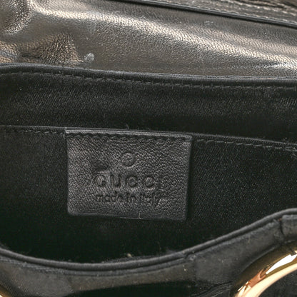 Gucci Canvas Tom Ford Lizard Embossed Crystal Horsebit Flap Bag Black 6 of 11