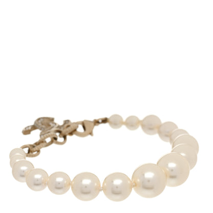 Chanel Graduated Pearl Crystal CC Bracelet Gold 1 of 5