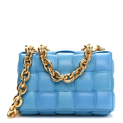 Bottega Veneta Lambskin Maxi Intreccio Padded Chain Cassette Crossbody Bag Swimming Pool 1 of 8
