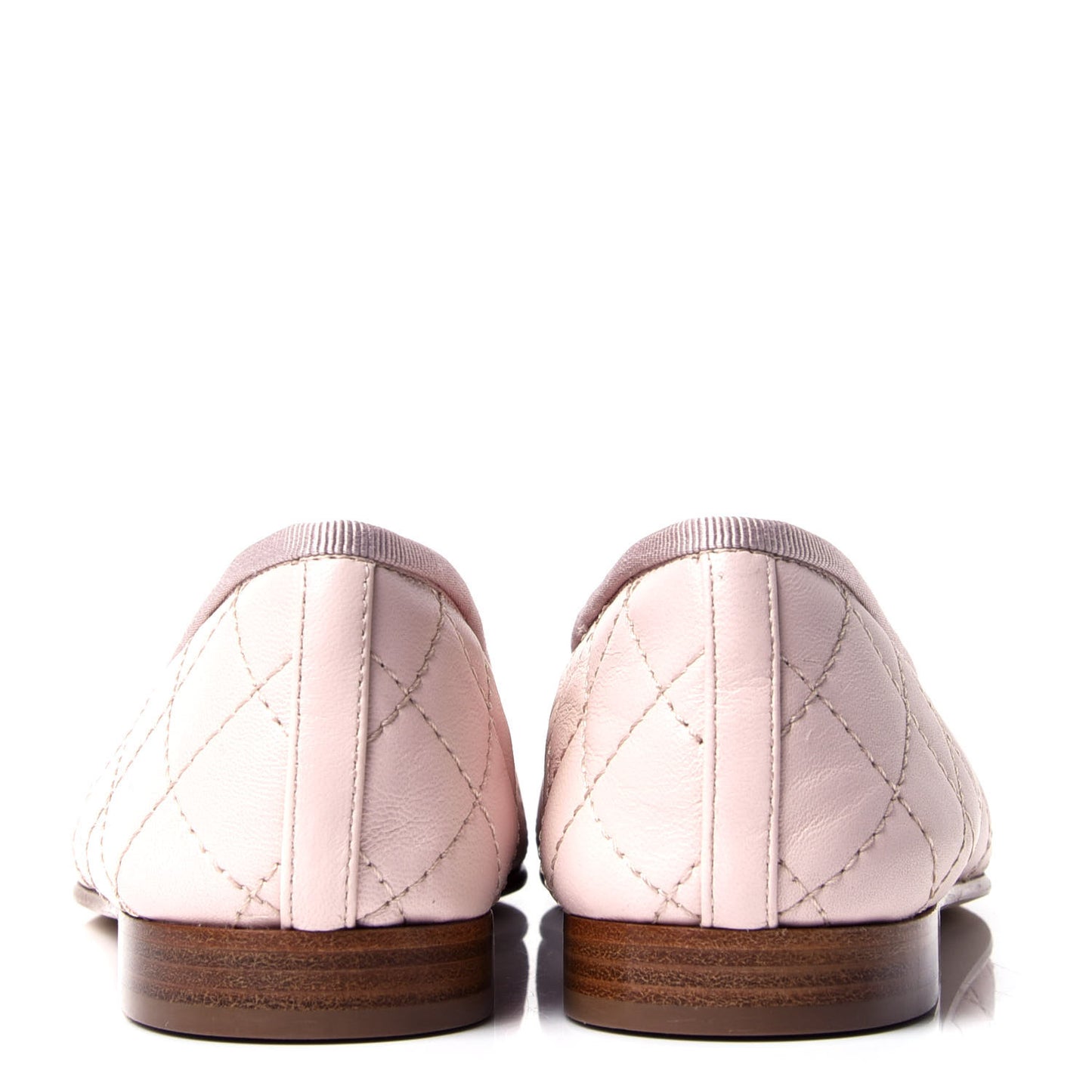 Lambskin Quilted Cap Toe Ballerina Flats 36.5 Beige