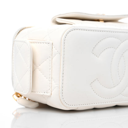Chanel Lambskin Quilted Polly Pocket East West Top Vanity With Chain White 7 of 9
