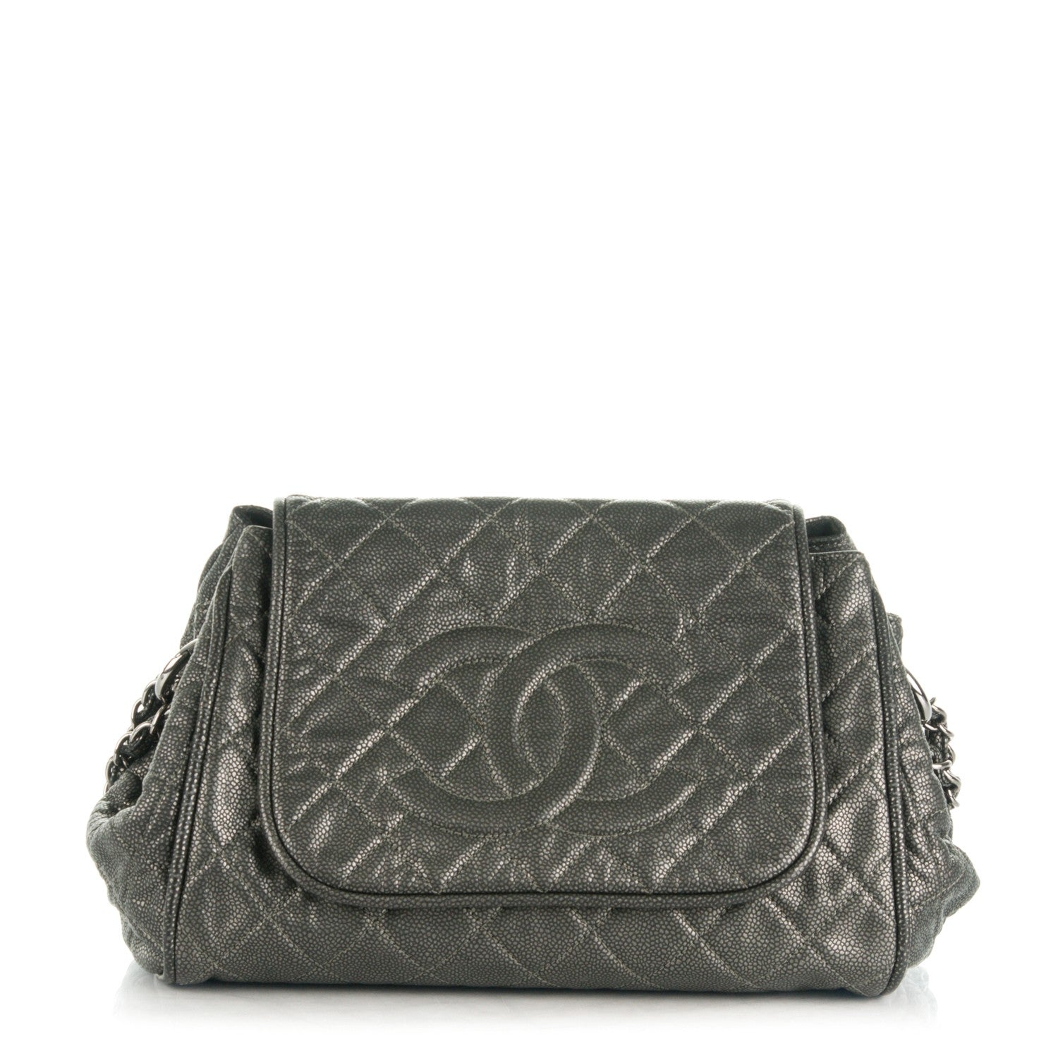 Chanel Metallic Caviar Quilted Timeless Accordion Flap Dark Silver 1 of 7