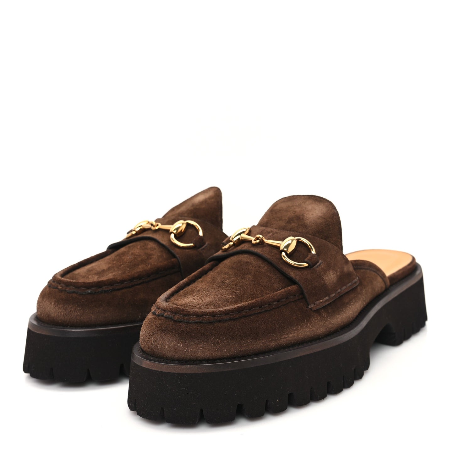 Suede Horsebit Platform Mules 39 Washed Brown
