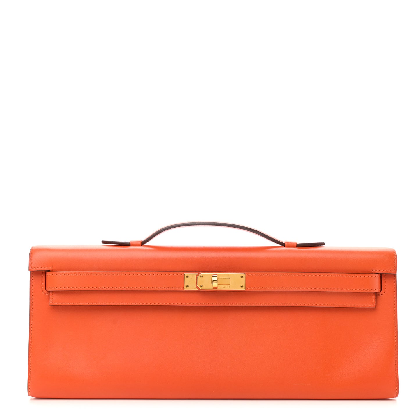 Tadelakt Kelly Cut Clutch Pochette Orange