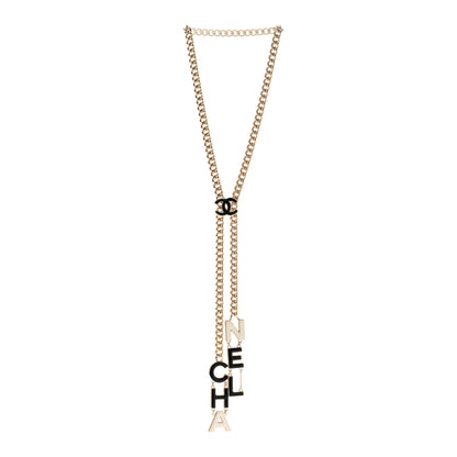 Chanel Enamel CC Lariat Necklace Black Gold Black 3 of 6