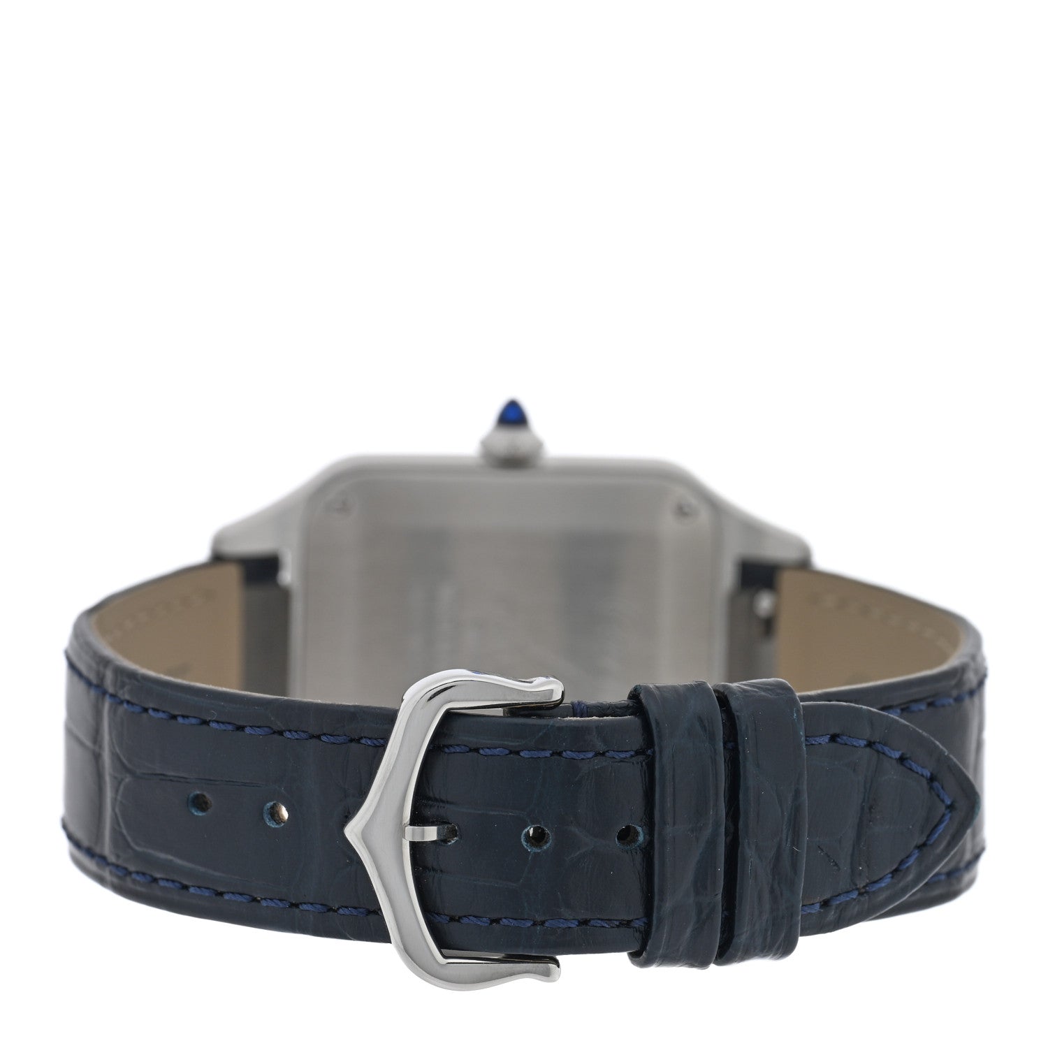 Cartier Stainless Steel Alligator 31.4mm Santos Dumont Quartz Watch Blue 3 of 4