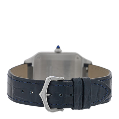 Cartier Stainless Steel Alligator 31.4mm Santos Dumont Quartz Watch Blue 3 of 4