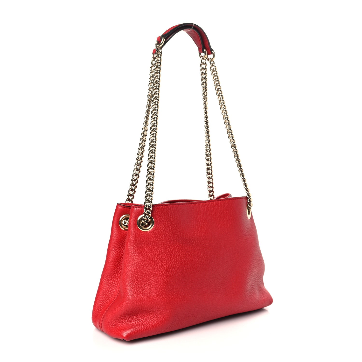 Gucci Pebbled Calfskin Small Soho Chain Shoulder Bag Tabasco Red 3 of 9